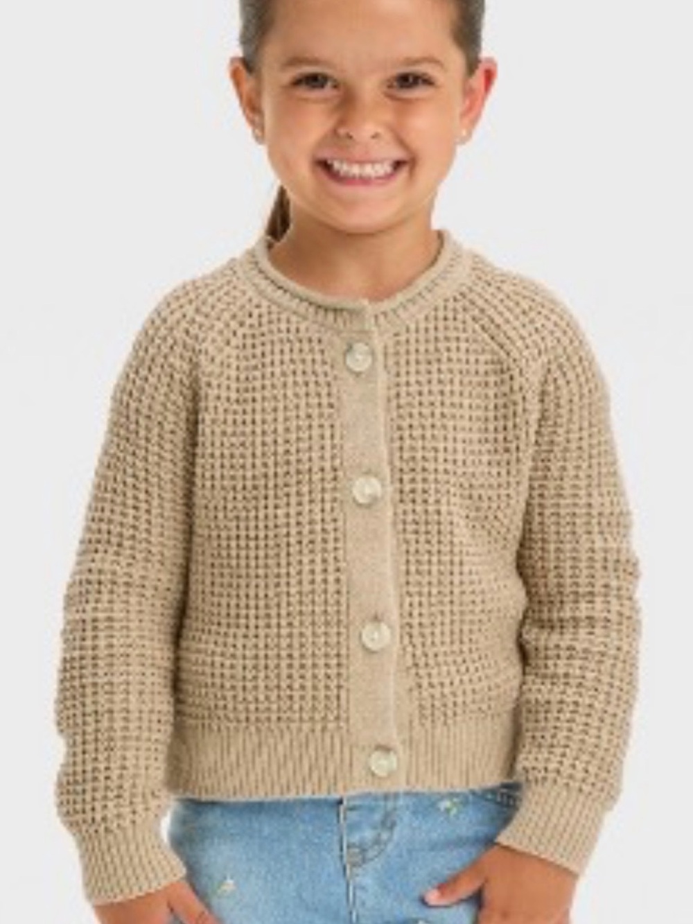 Toddler Girls' Crop Waffle Stitch Cardigan - Cat & Jack™ Brown.